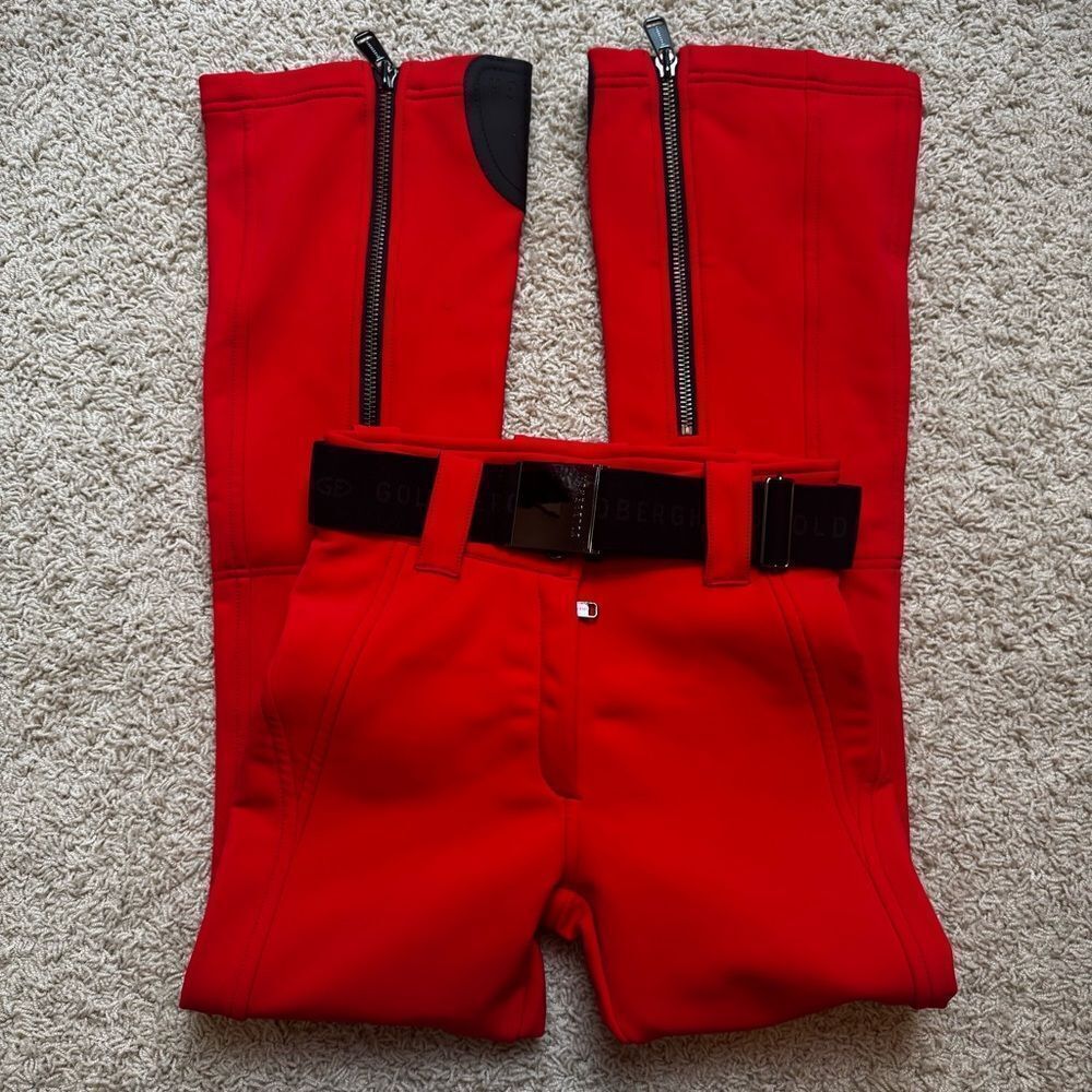 Goldbergh Pippa Ski Pants Waterproof Red Flame Black NWOT US 4 Snow Pants